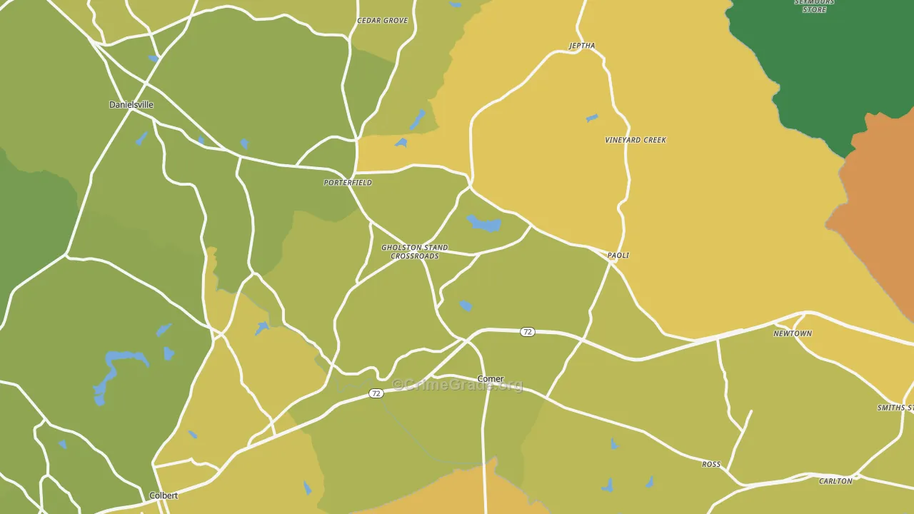 Comer, GA Map of Assault Rates