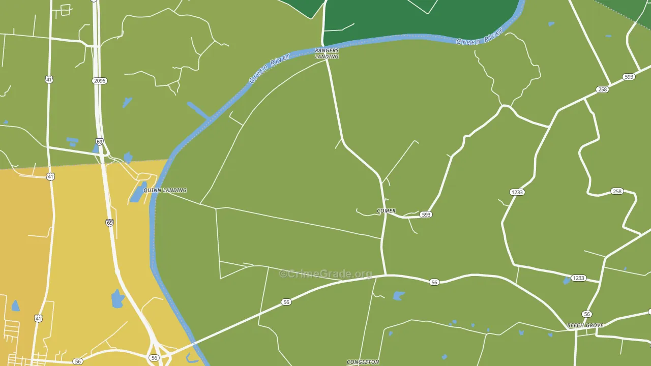 Comer, KY Map of Assault Rates