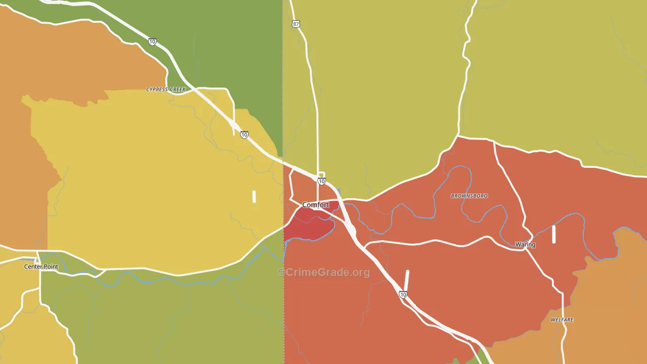 Comfort, TX Map of Assault Rates