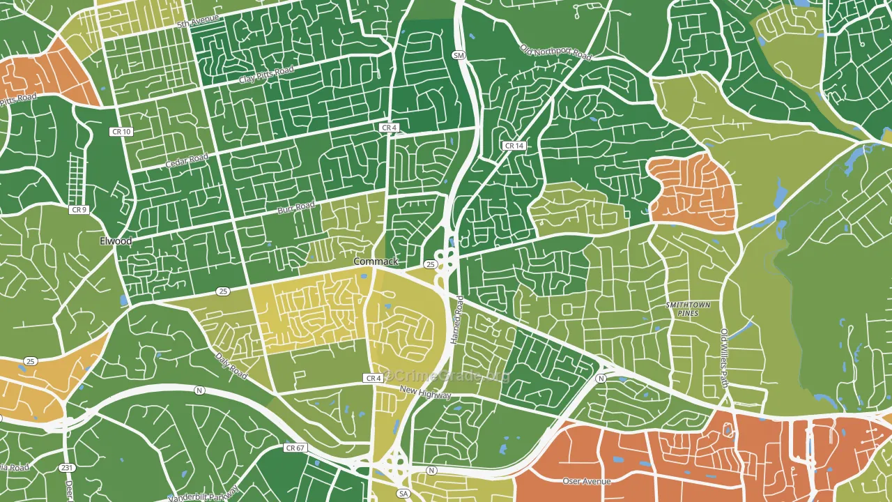 Commack, NY Map of Assault Rates