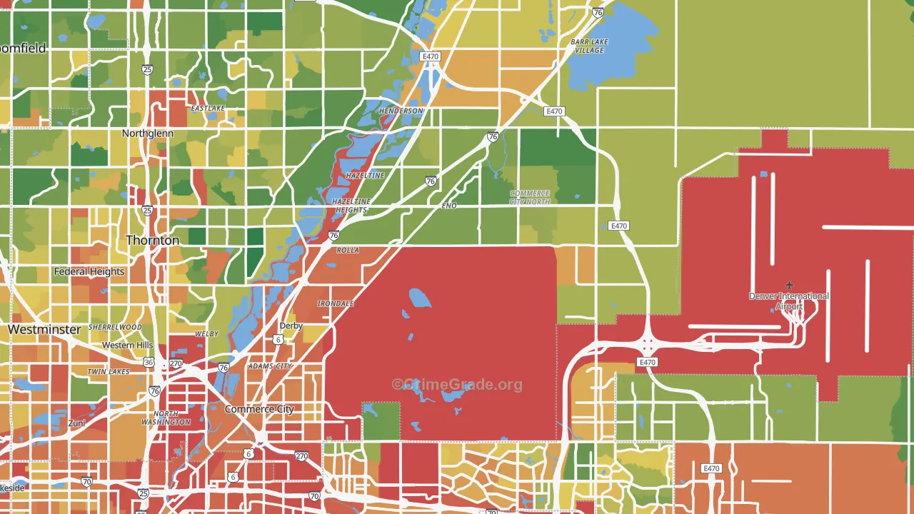 Commerce City, CO Map of Assault Rates