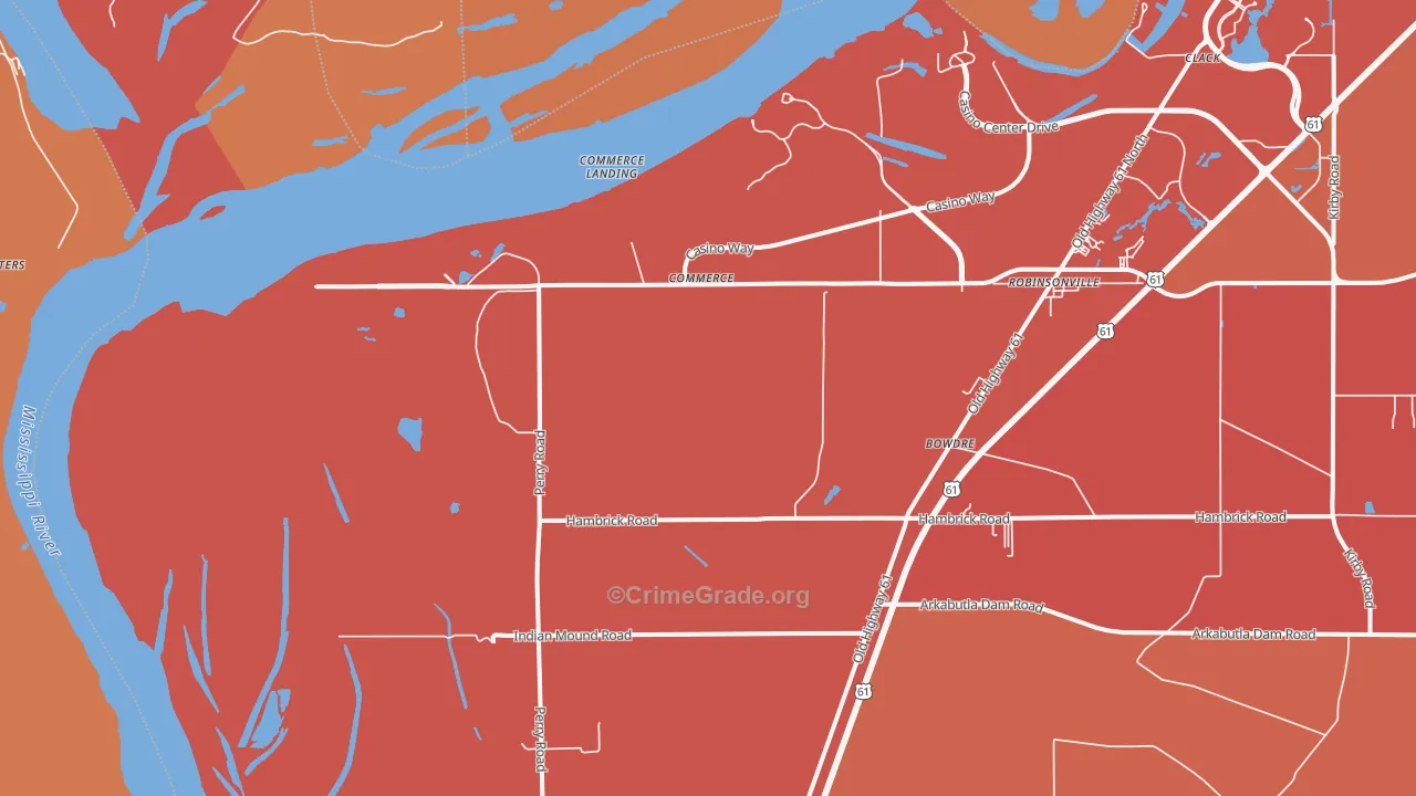 Commerce, MS Map of Assault Rates