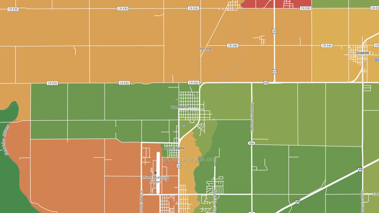Commerce, OK Map of Assault Rates
