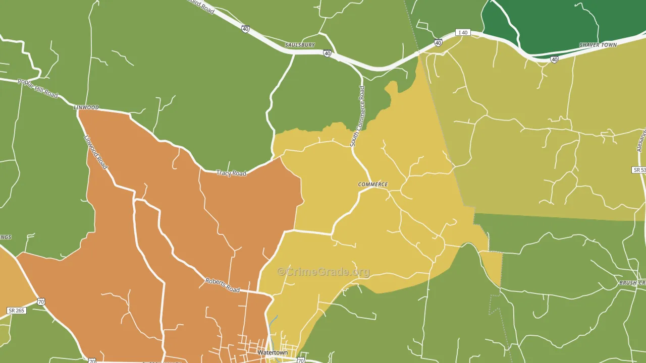 Commerce, TN Map of Assault Rates