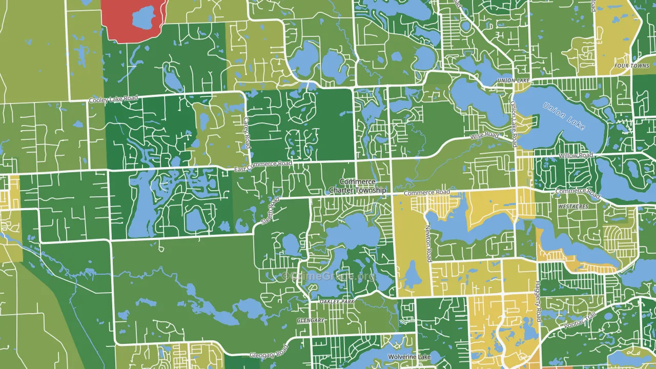 Commerce Township, MI Map of Assault Rates