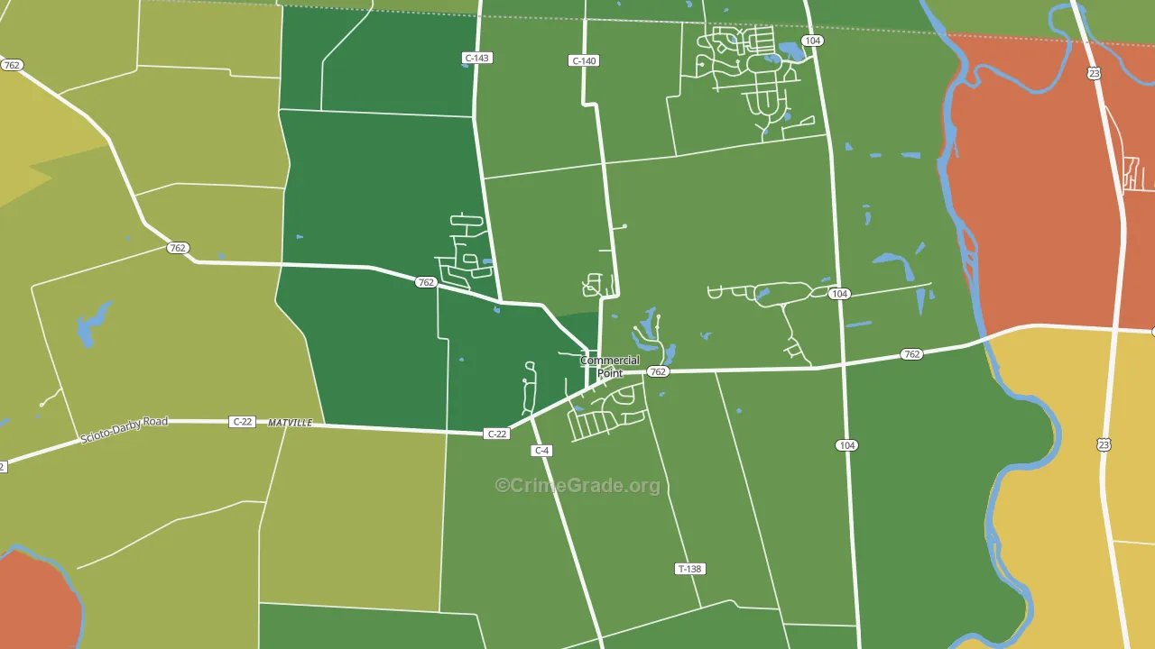 Commercial Point, OH Map of Assault Rates