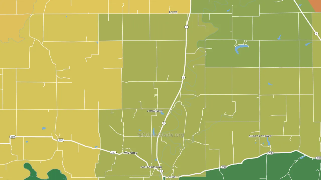 Commiskey, IN Map of Assault Rates