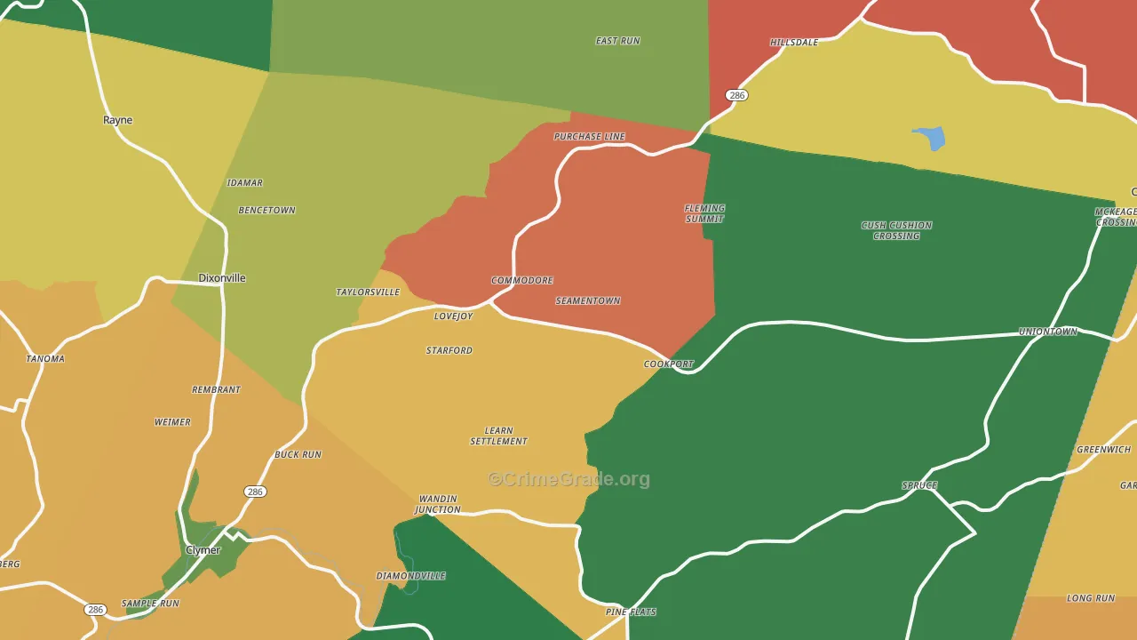 Commodore, PA Map of Assault Rates