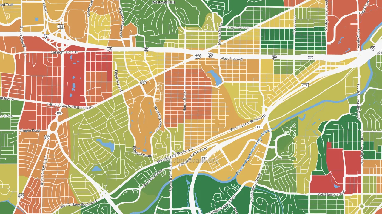 Como, Fort Worth, TX Map of Assault Rates
