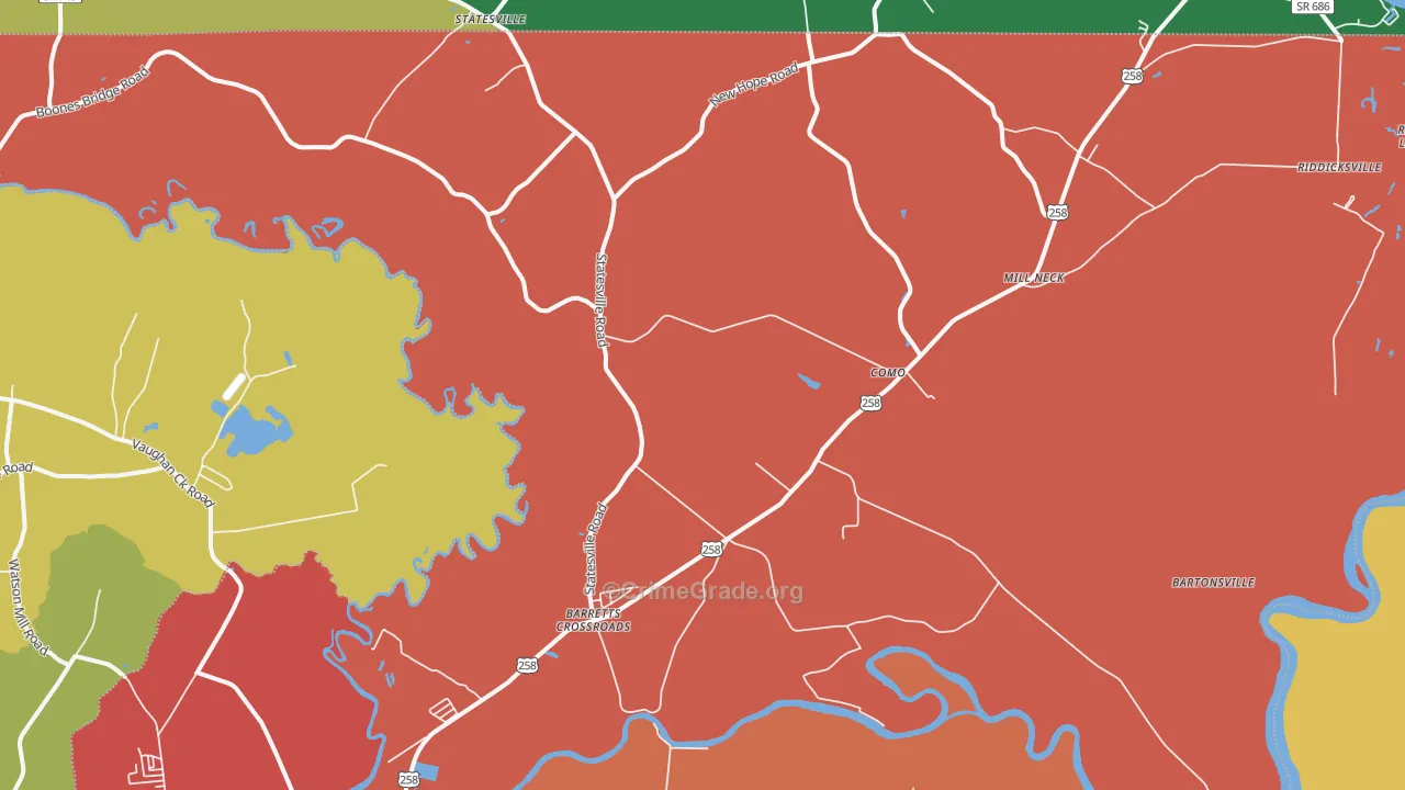 Como, NC Map of Assault Rates