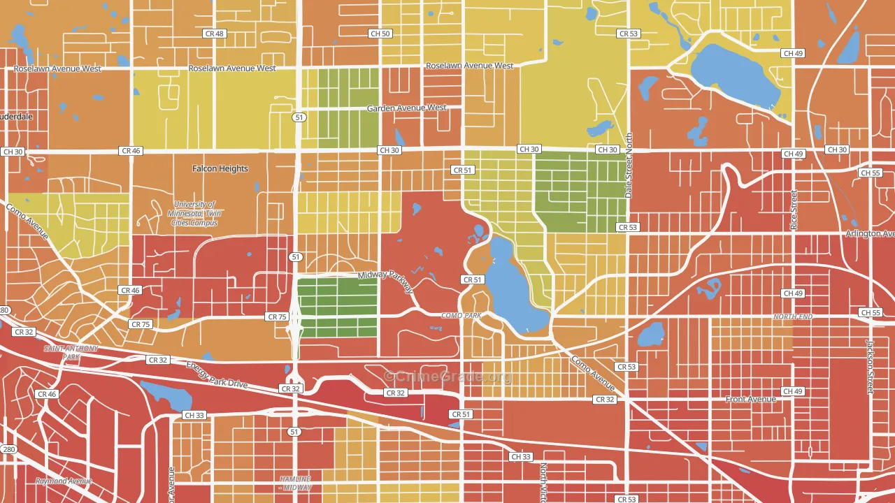 Como, St. Paul, MN Map of Assault Rates