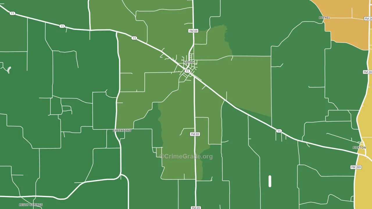 Como, TX Map of Assault Rates