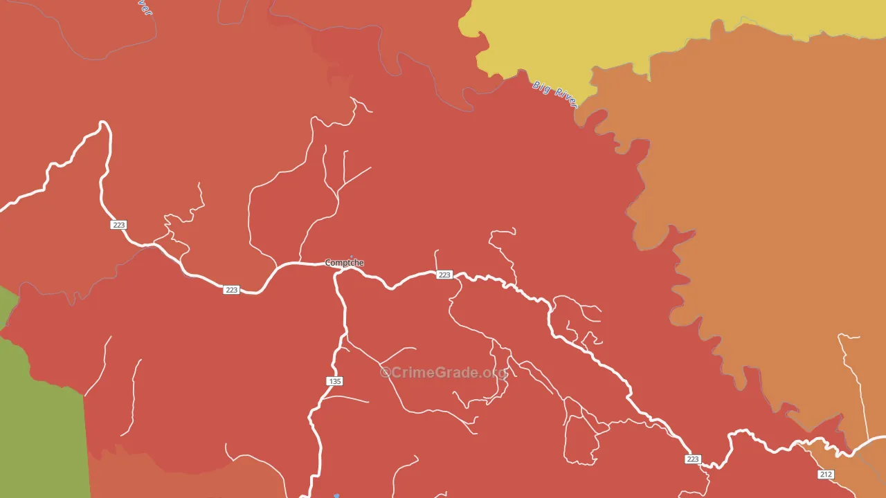 Comptche, CA Map of Assault Rates