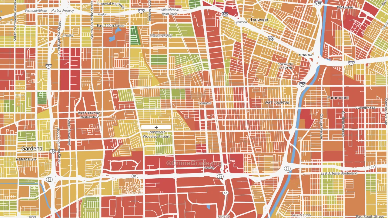 Compton, CA Map of Assault Rates