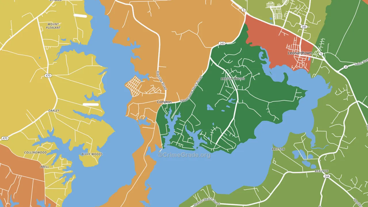 Compton, MD Map of Assault Rates