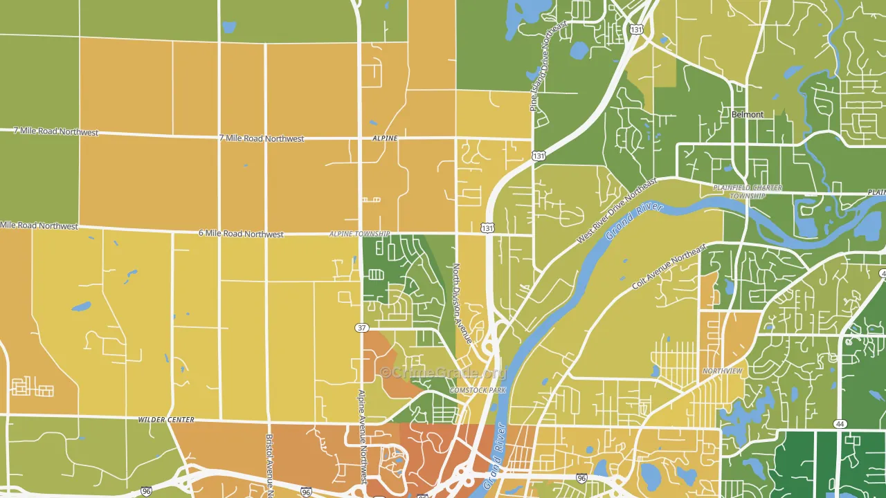 Comstock Park, MI Map of Assault Rates