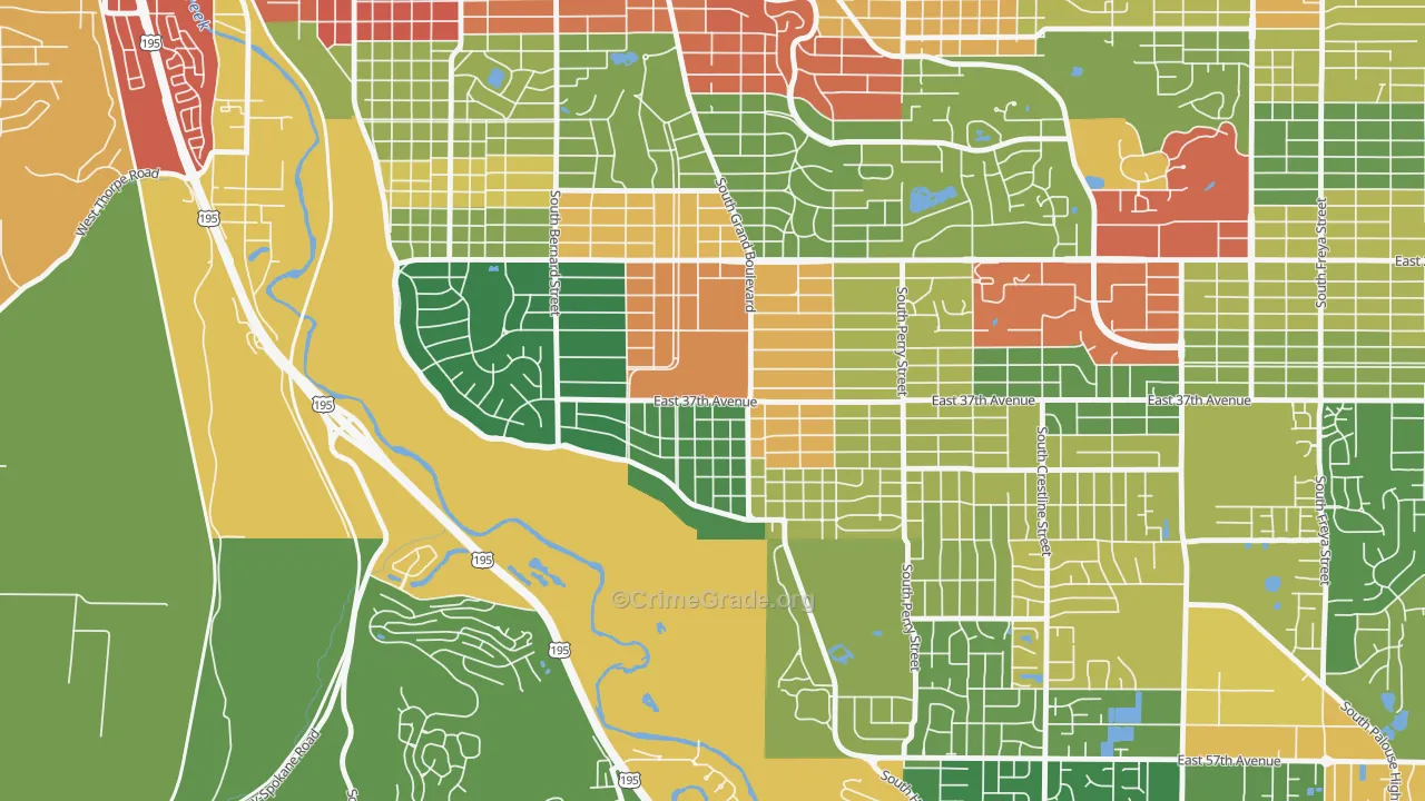 Comstock, Spokane, WA Map of Assault Rates