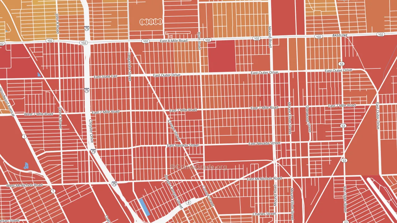 Conant Gardens, Detroit, MI Map of Assault Rates