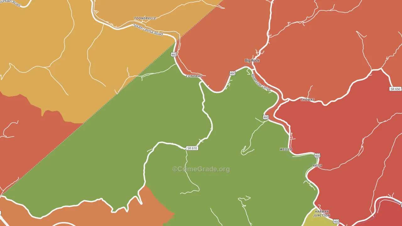 Conaway, VA Map of Assault Rates