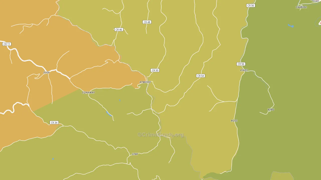 Conaway, WV Map of Assault Rates