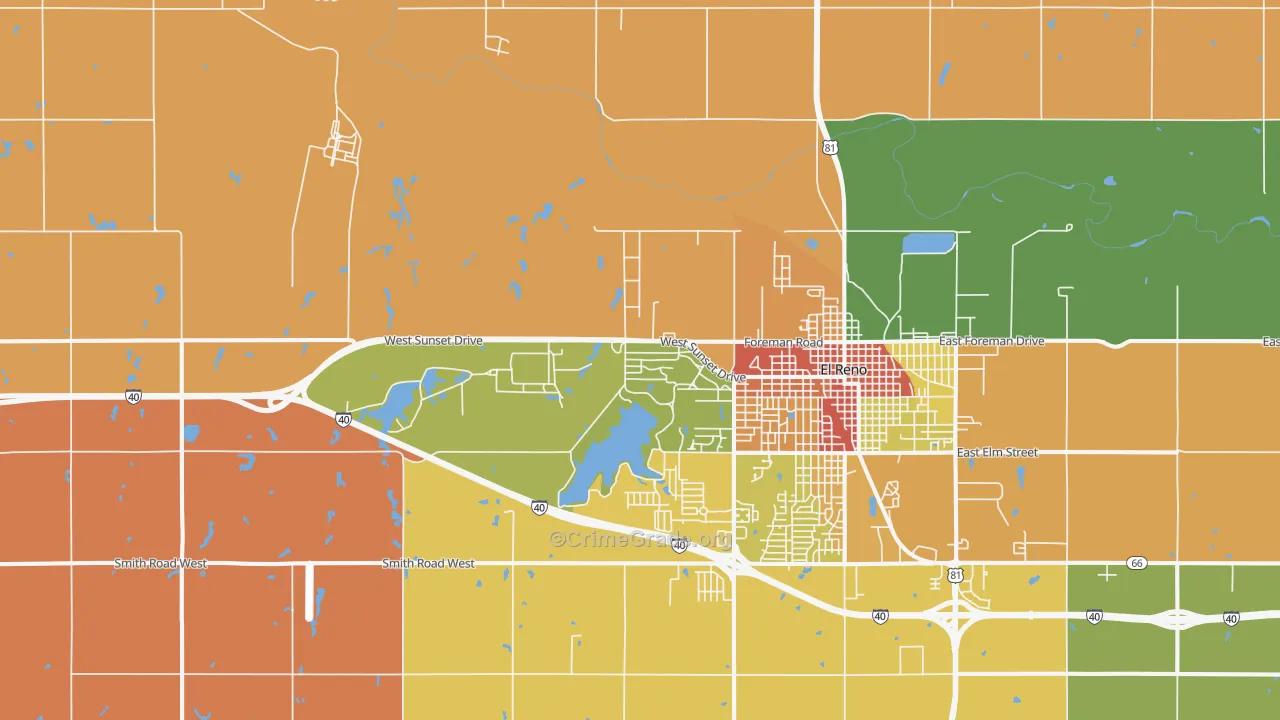 Concho, OK Map of Assault Rates
