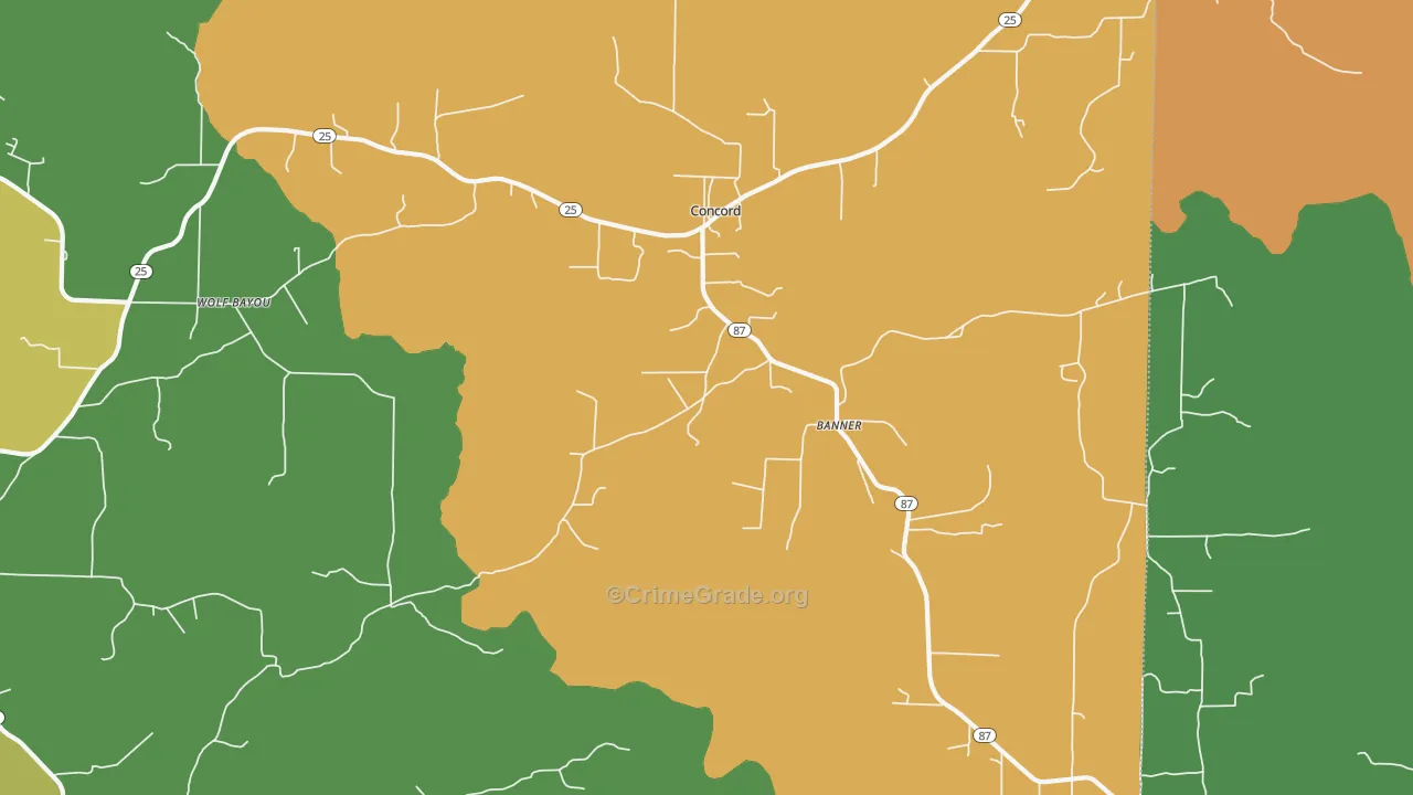 Concord, AR Map of Assault Rates
