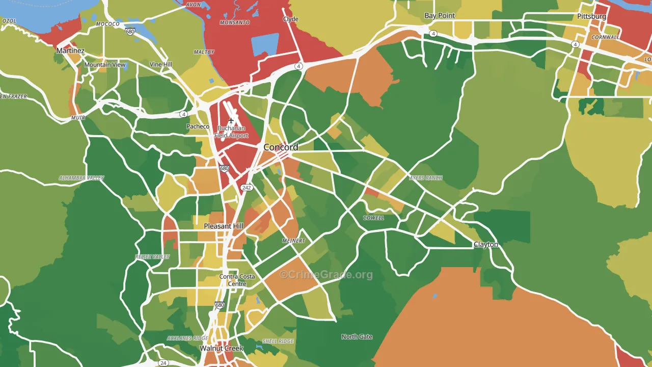 Concord, CA Map of Assault Rates