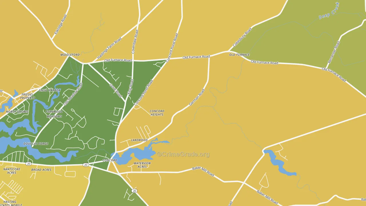 Concord, DE Map of Assault Rates