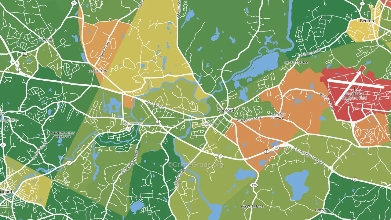 Concord, MA Map of Assault Rates