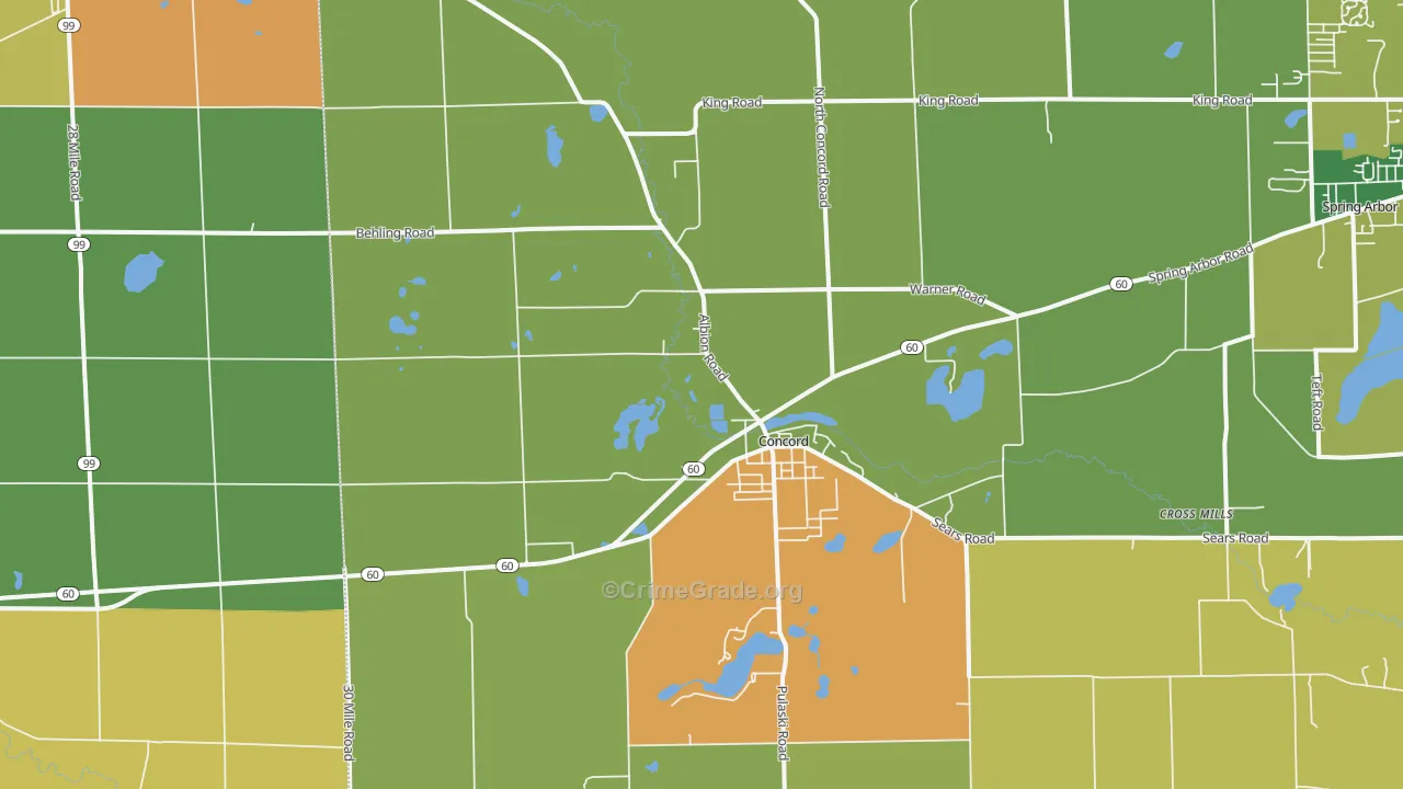 Concord, MI Map of Assault Rates