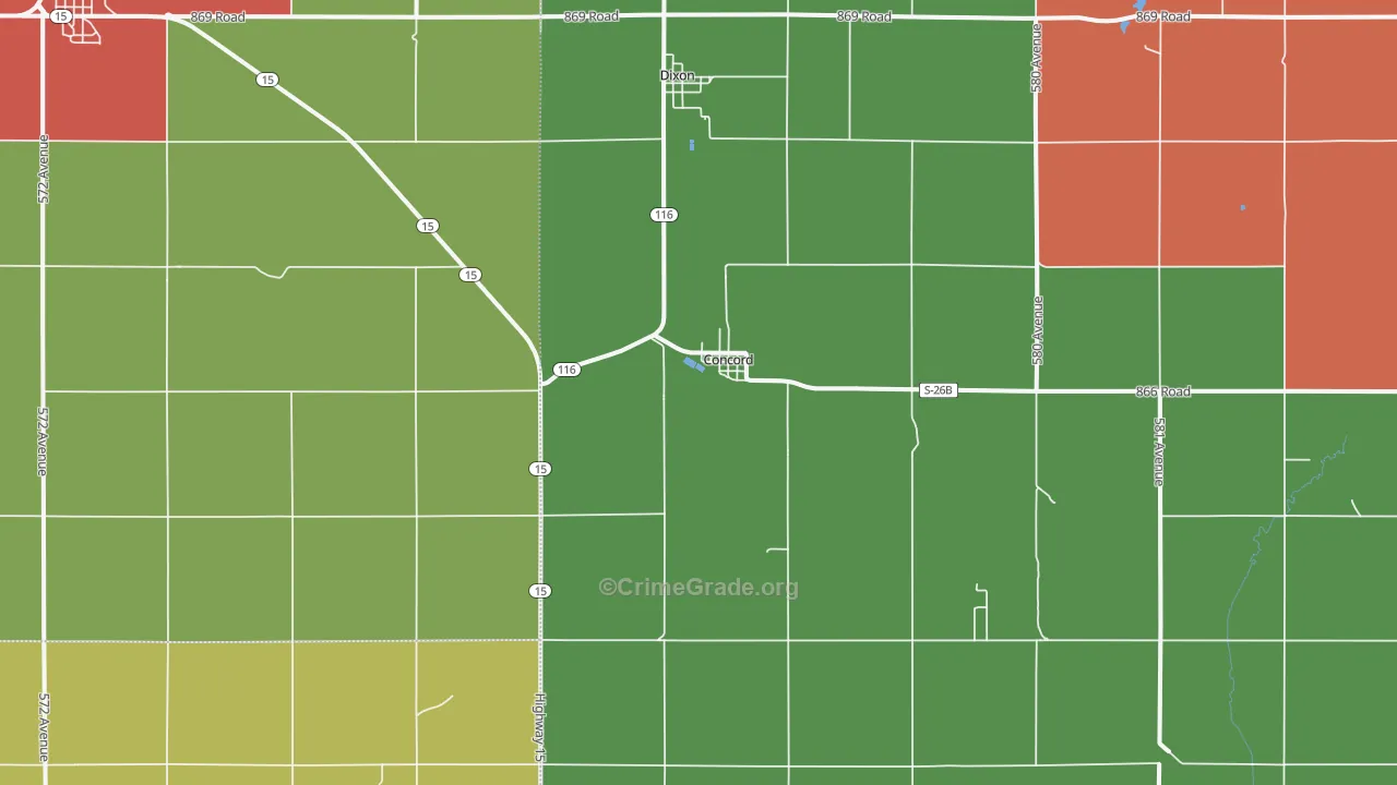 Concord, NE Map of Assault Rates
