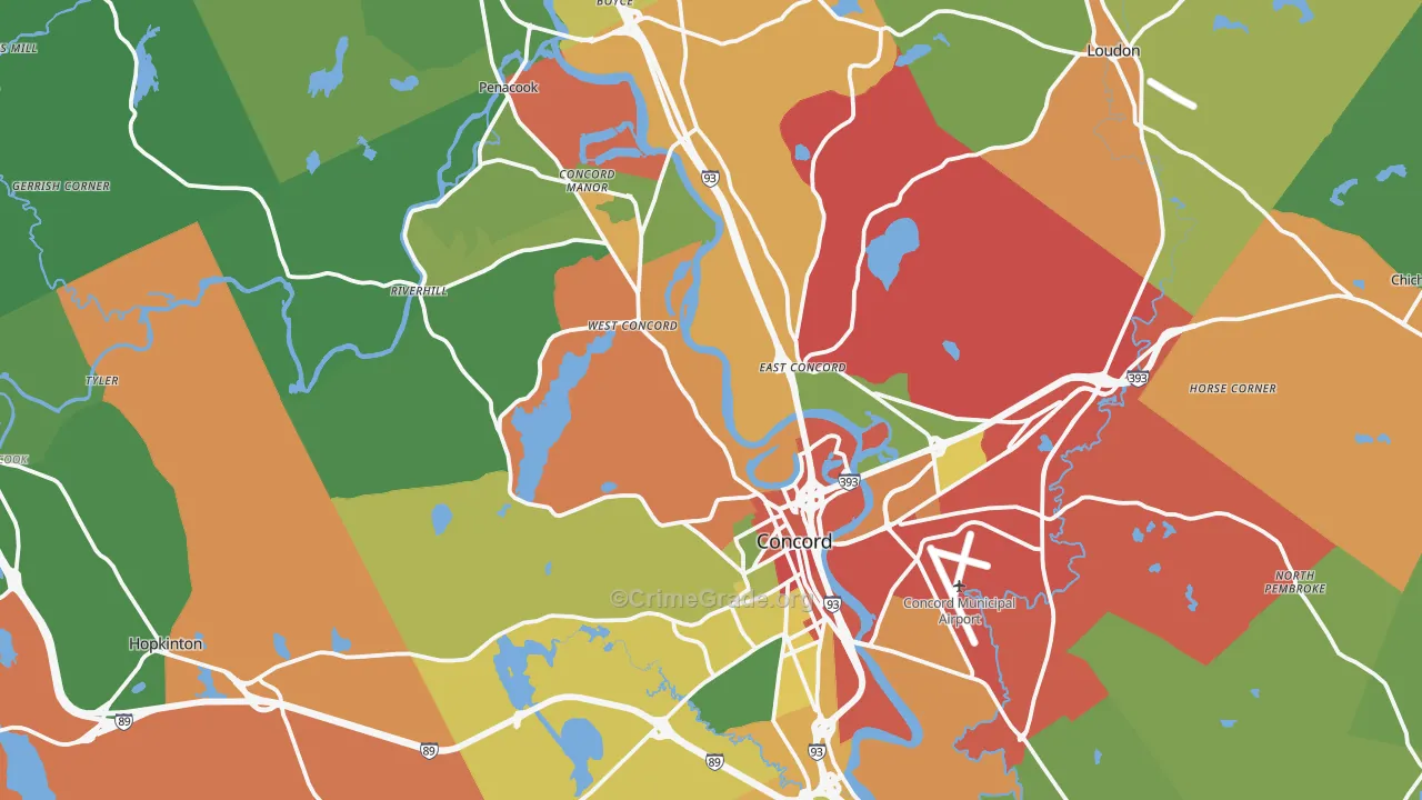 Concord, NH Map of Assault Rates