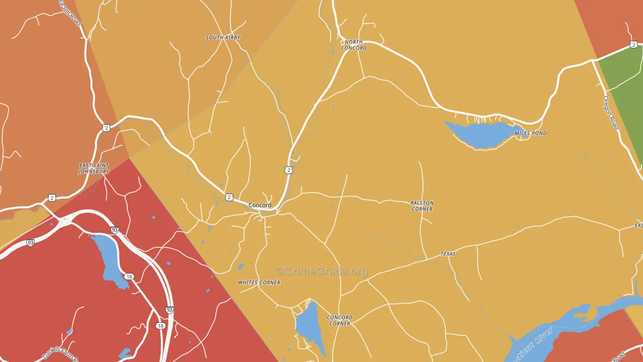 Concord, VT Map of Assault Rates