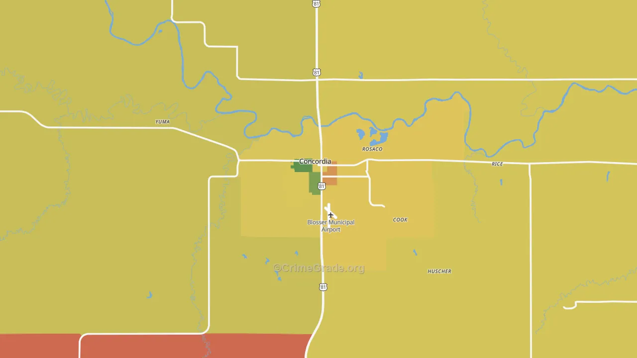 Concordia, KS Map of Assault Rates
