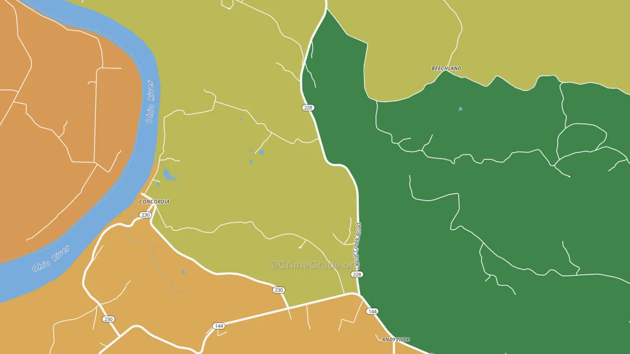 Concordia, KY Map of Assault Rates