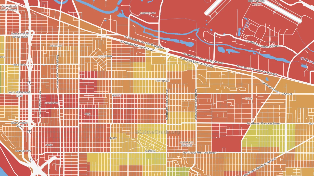 Concordia, Portland, OR Map of Assault Rates
