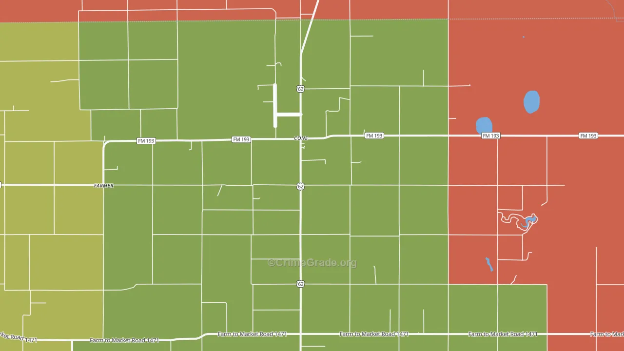 Cone, TX Map of Assault Rates