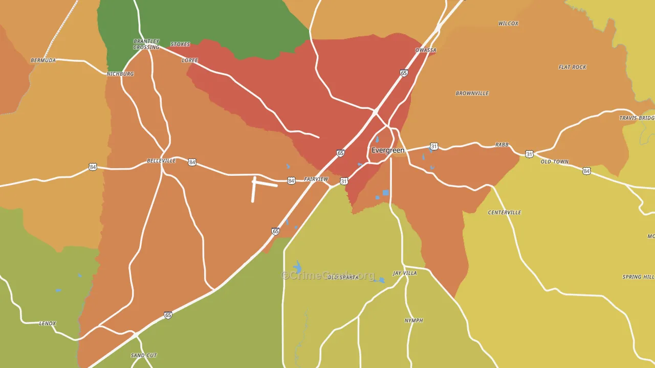 Conecuh County, AL Map of Assault Rates