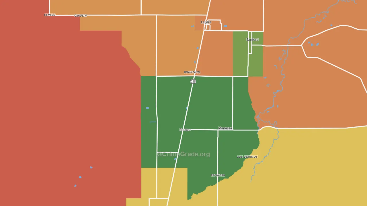 Conejos County, CO Map of Assault Rates