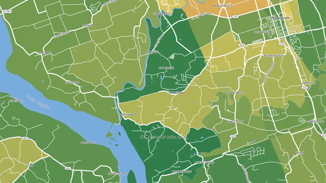 Conestoga, PA Map of Assault Rates