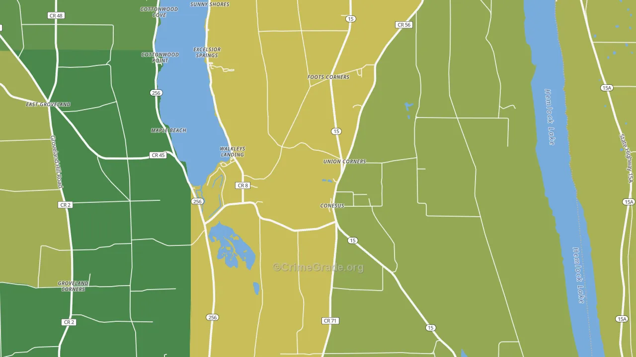 Conesus, NY Map of Assault Rates