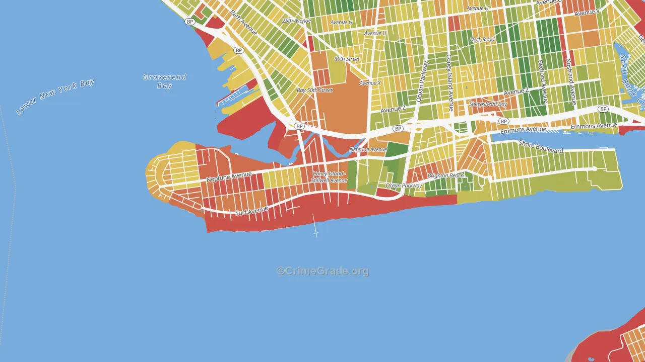Coney Island, Brooklyn, NY Map of Assault Rates