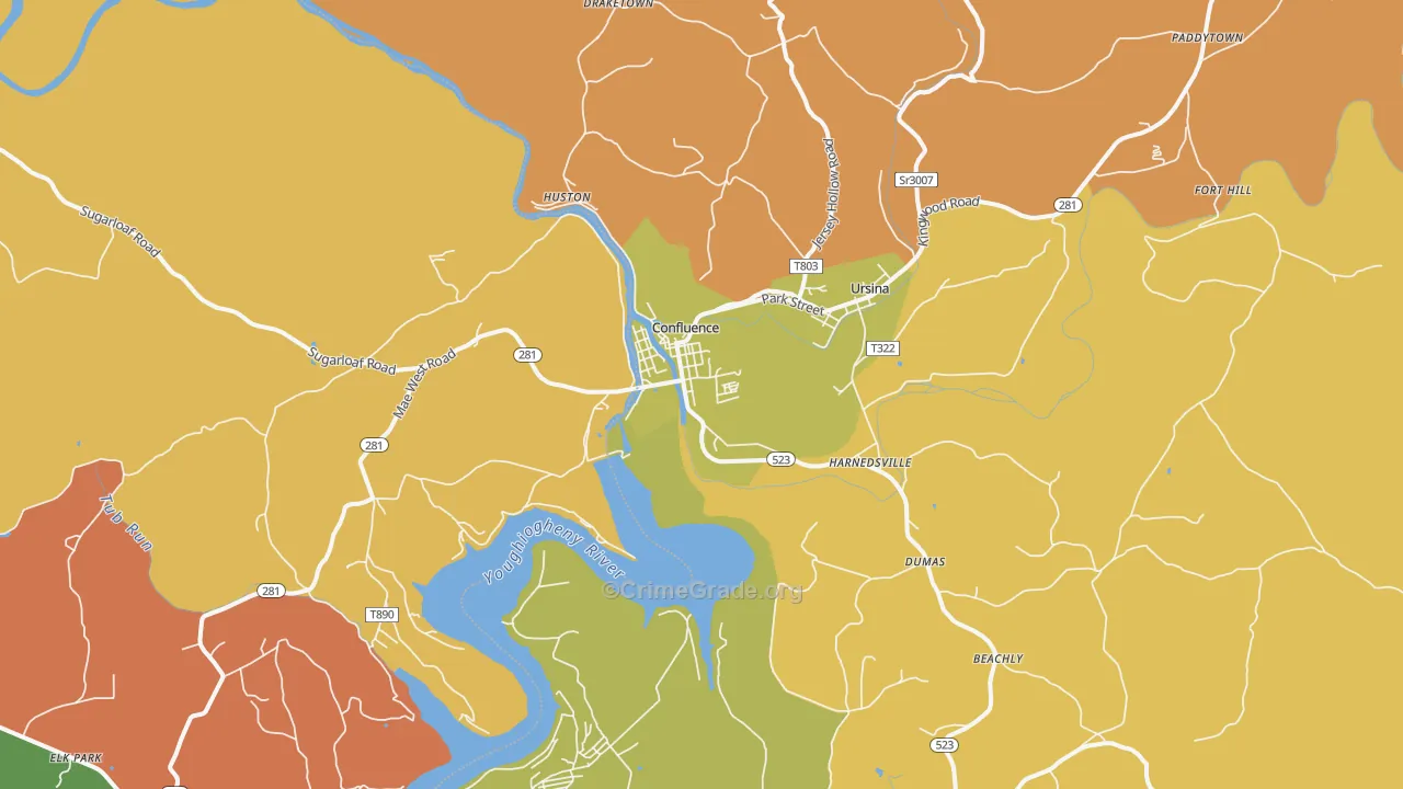 Confluence, PA Map of Assault Rates