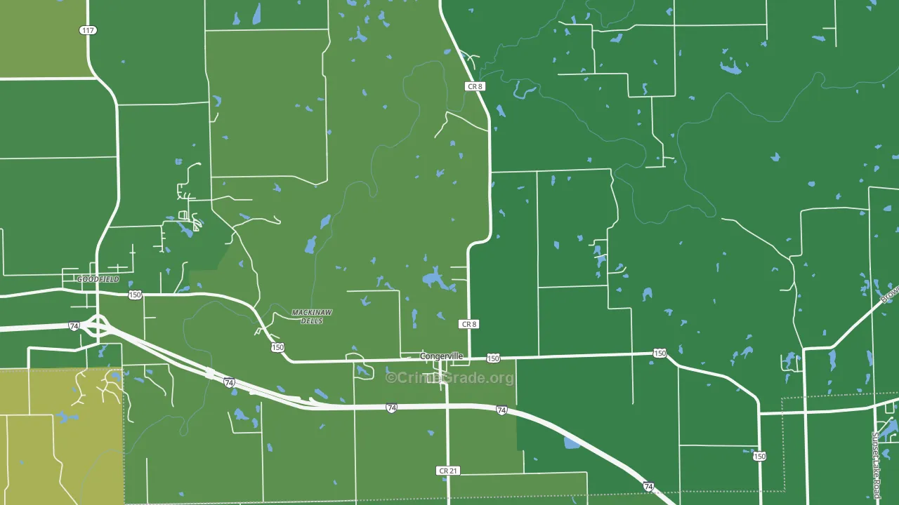Congerville, IL Map of Assault Rates