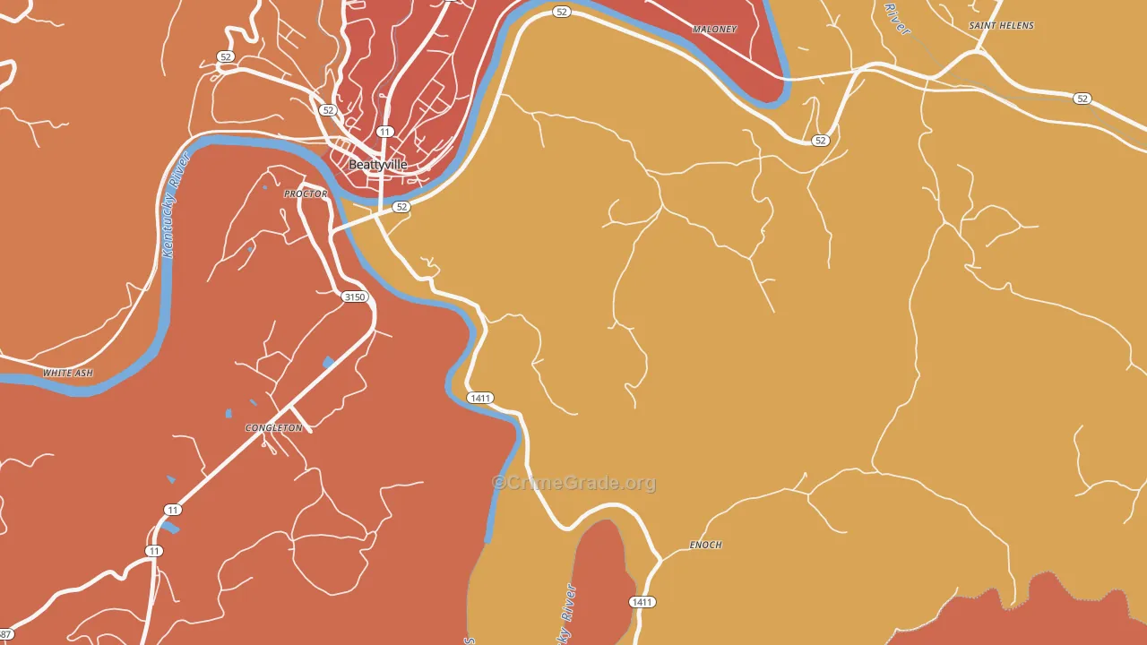Congleton, KY Map of Assault Rates