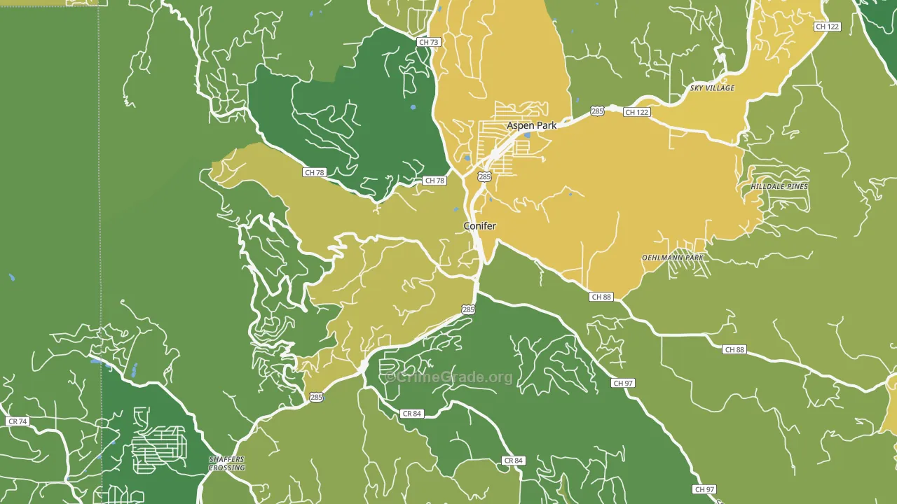 Conifer, CO Map of Assault Rates