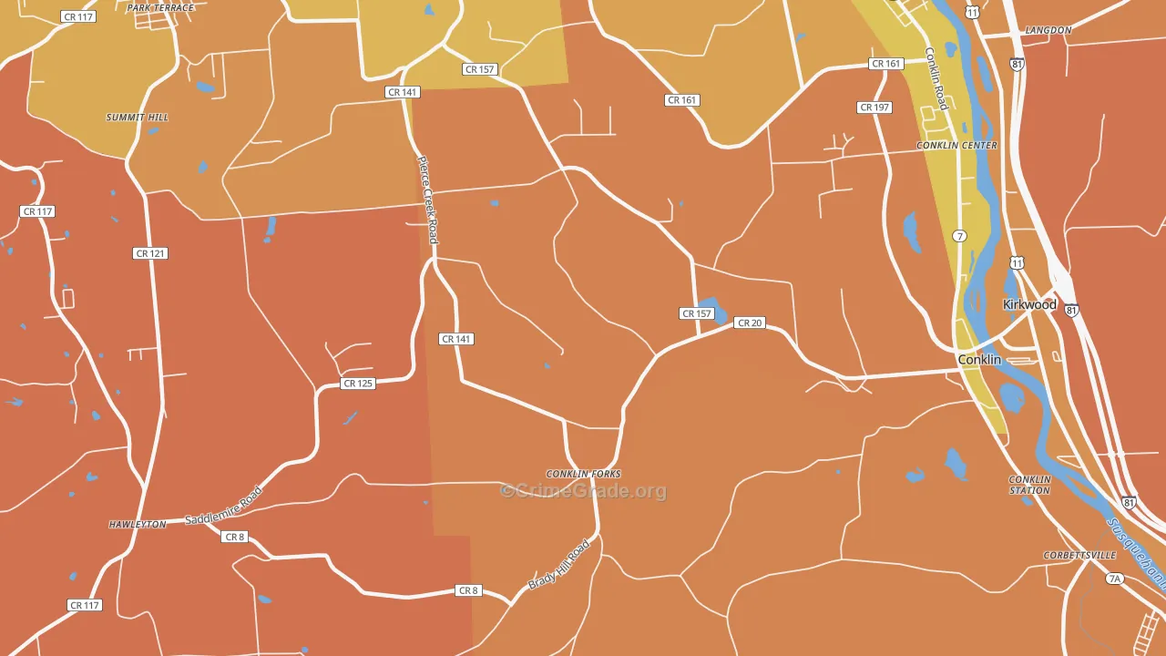 Conklin Forks, NY Map of Assault Rates