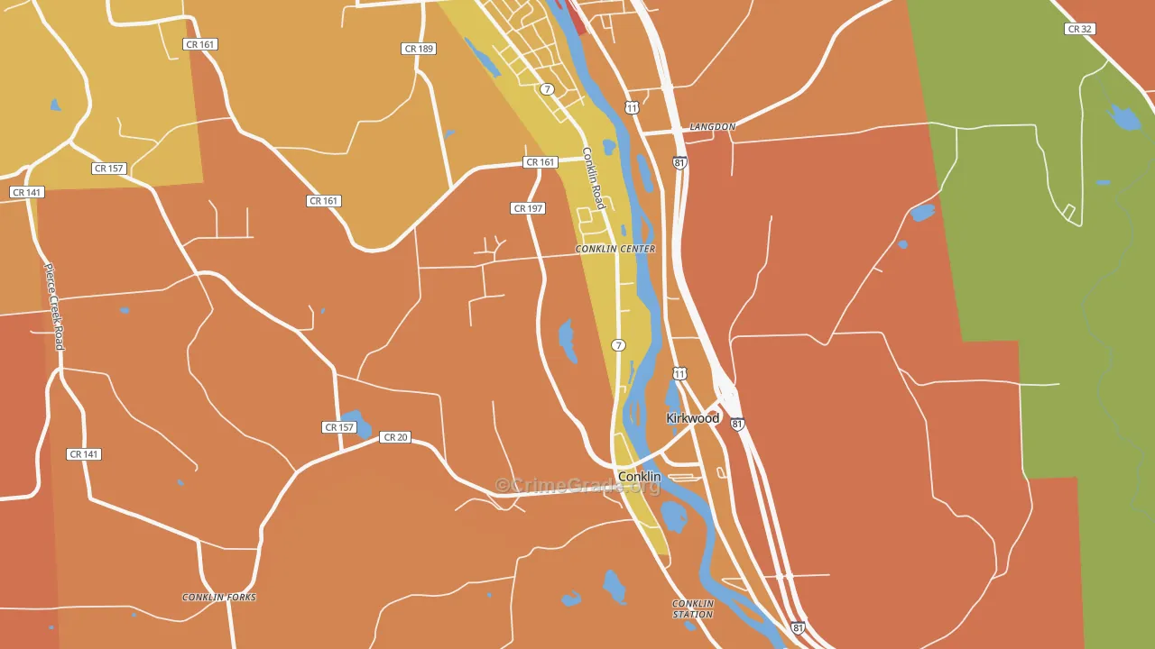 Conklin, NY Map of Assault Rates