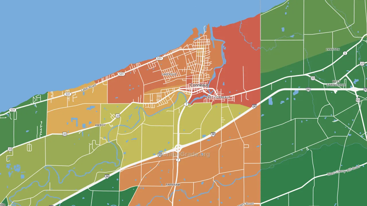 Conneaut, OH Map of Assault Rates