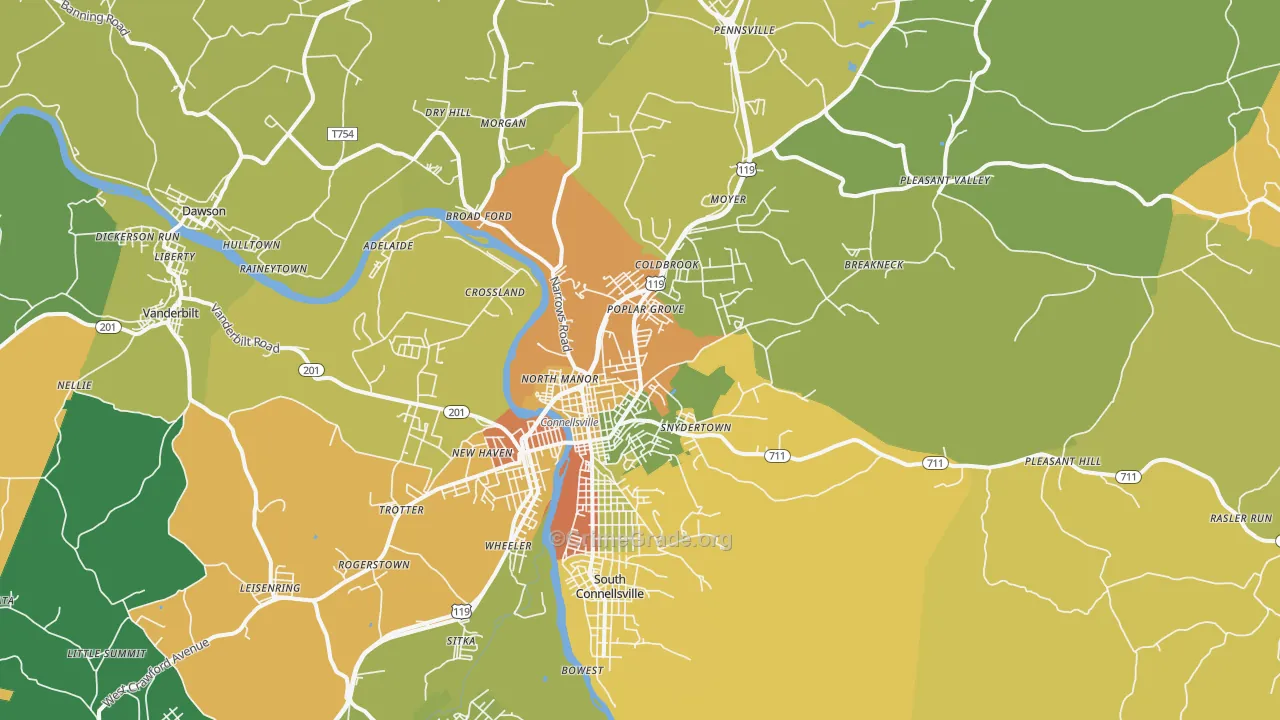 Connellsville, PA Map of Assault Rates